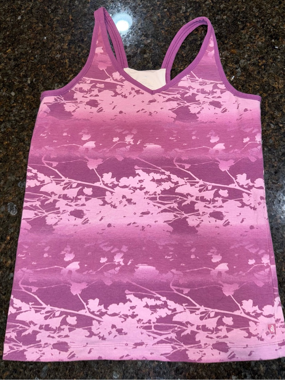 Jockey Purple Ombre Spandex WorkOut Tank Top Built in Shelf Bra